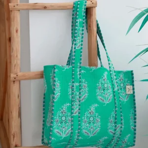 ohrangerie Limited Edition | Grüne Stücke<Baumwolltasche, smaragdgrün-weiß