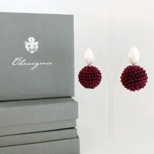 ohrangerie Rosa Stücke | Beeren<Beerenkugeln, bordeaux mit Blattsteckern