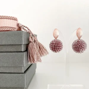 ohrangerie Rosa Stücke | Hochzeitsohrringe<Beerenkugeln, pastellaubergine mit Blattsteckern