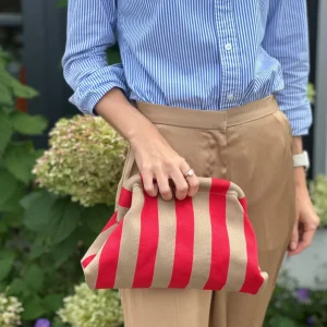 ohrangerie Limited Edition | Rosa Stücke<Clutch aus Stoff, beige/rot