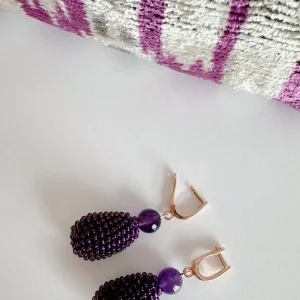 ohrangerie Limited Edition | Lila Stücke<Dunkelviolette Beerentropfen mit Jade