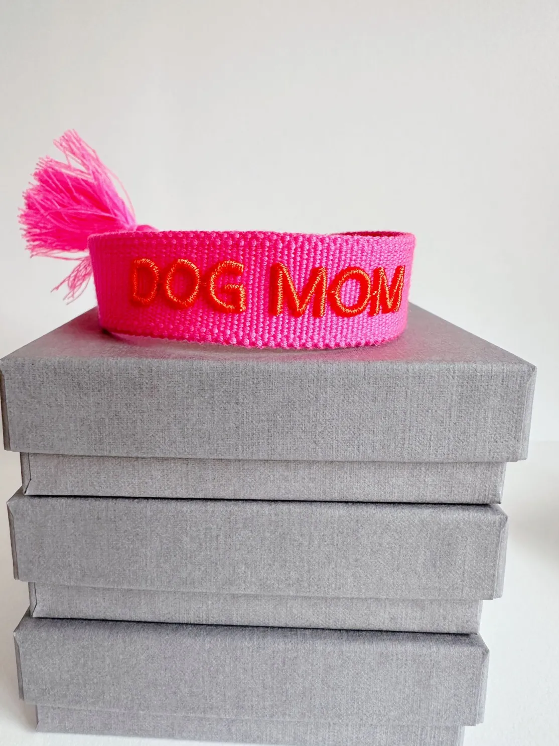 ohrangerie Limited Edition | Pinke Stücke<Gewebtes Armband "Dog Mom", neon pink/orange