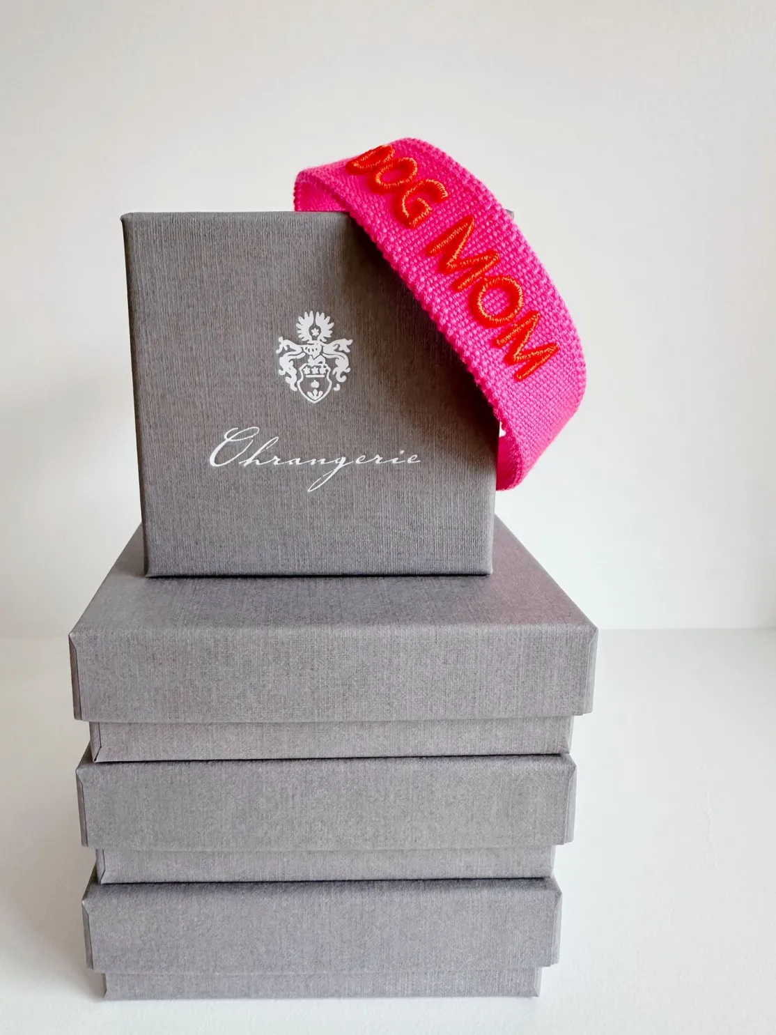 ohrangerie Limited Edition | Pinke Stücke<Gewebtes Armband "Dog Mom", neon pink/orange