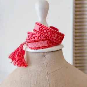 ohrangerie Limited Edition | Rosa Stücke<Gewebtes Armband "Good Karma", rot/rosa