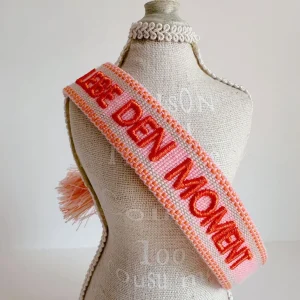 ohrangerie Limited Edition | Orange Stücke<Gewebtes Armband "Lebe den Moment", orange/rosa/café latte