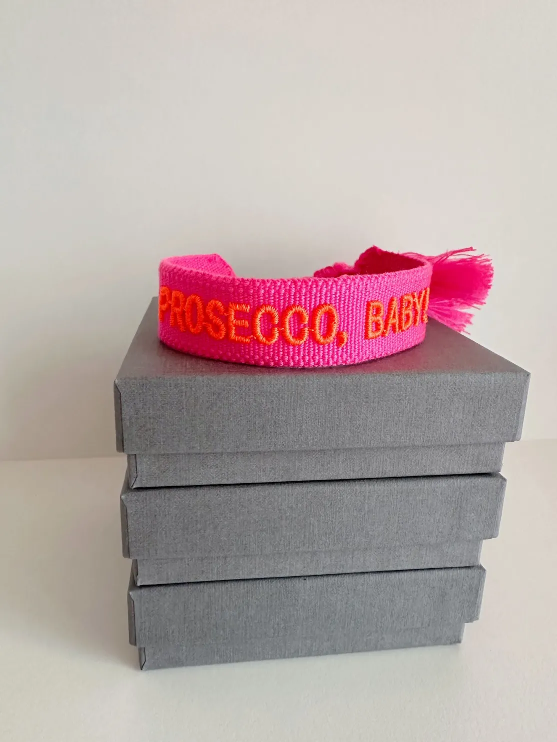 ohrangerie Limited Edition | Pinke Stücke<Gewebtes Armband "Prosecco, Baby", neon pink/orange