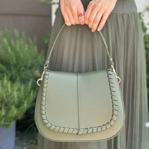 ohrangerie Limited Edition | Grüne Stücke<Ledertasche mit Crossbodyriemen, olive