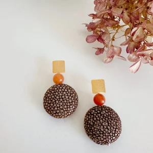 ohrangerie Limited Edition | Orange Stücke<Ohrringe aus Rochenleder, braun/orange