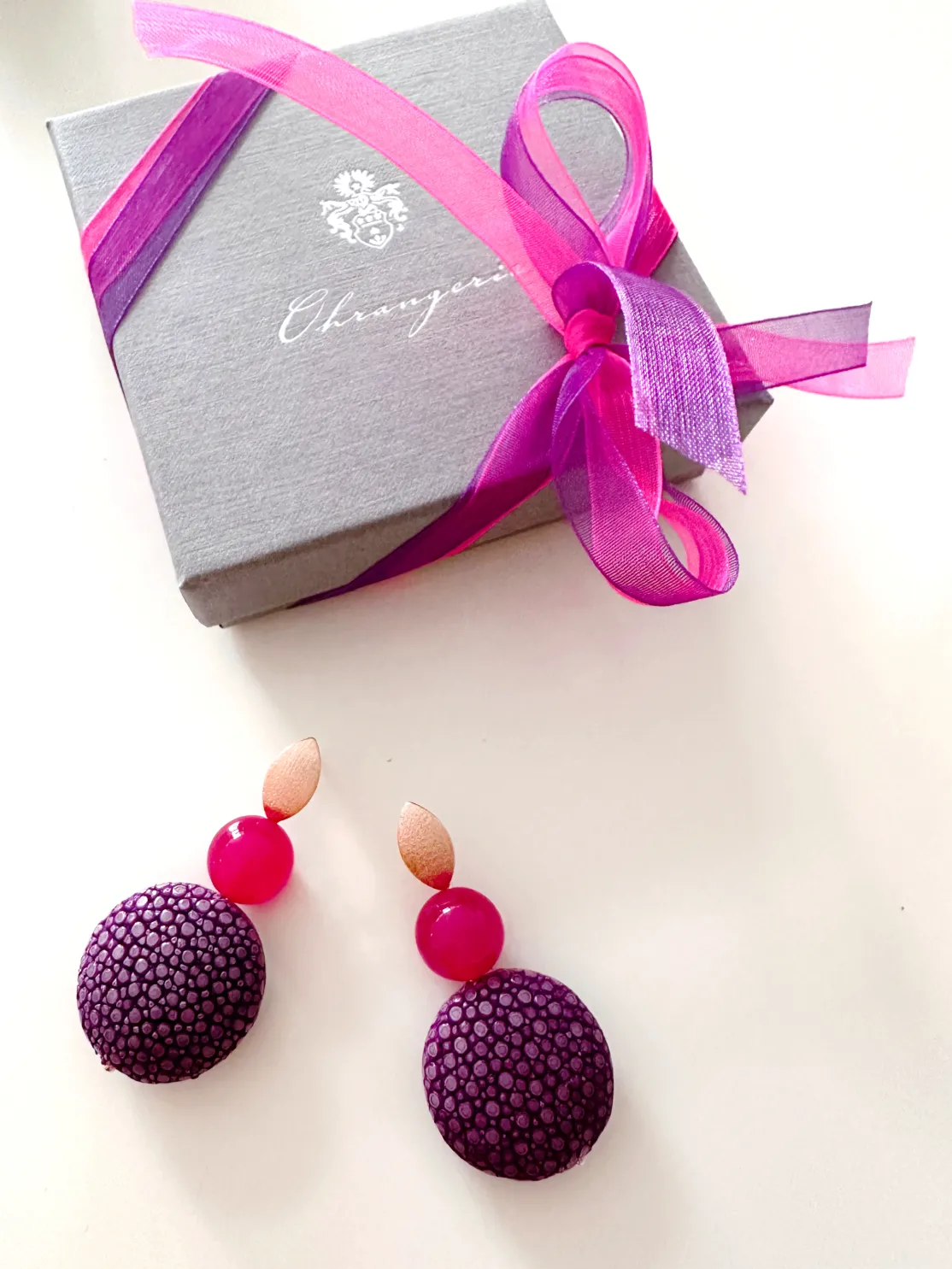 ohrangerie Pinke Stücke | Lila Stücke<Ohrringe aus Rochenleder, lila/pink