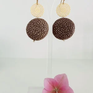 ohrangerie Erdige Stücke | Ohrringe Aus Rochenleder<Ohrringe aus Rochenleder mit Blume, hellbraun