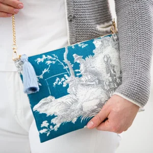 ohrangerie Limited Edition | Blaue Stücke<Pochette petrol/grau mit hellblauer Quaste