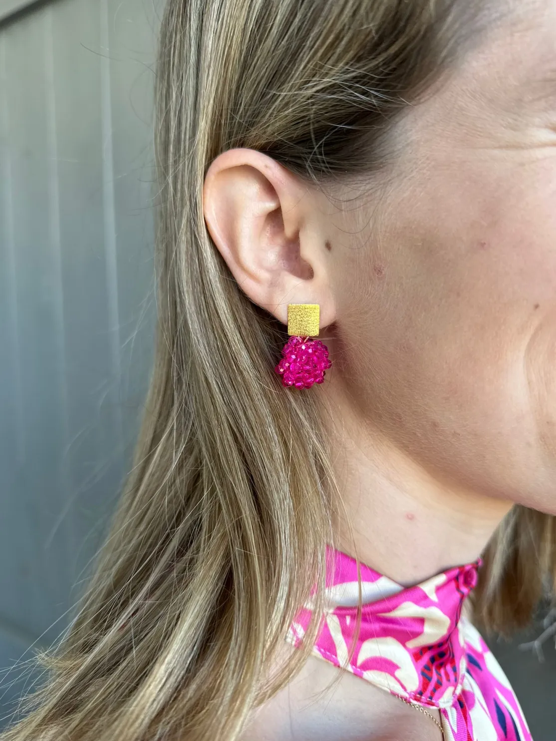 ohrangerie Pinke Stücke | Ohrringe Aus Glaskristallen<Pompons, knallpink