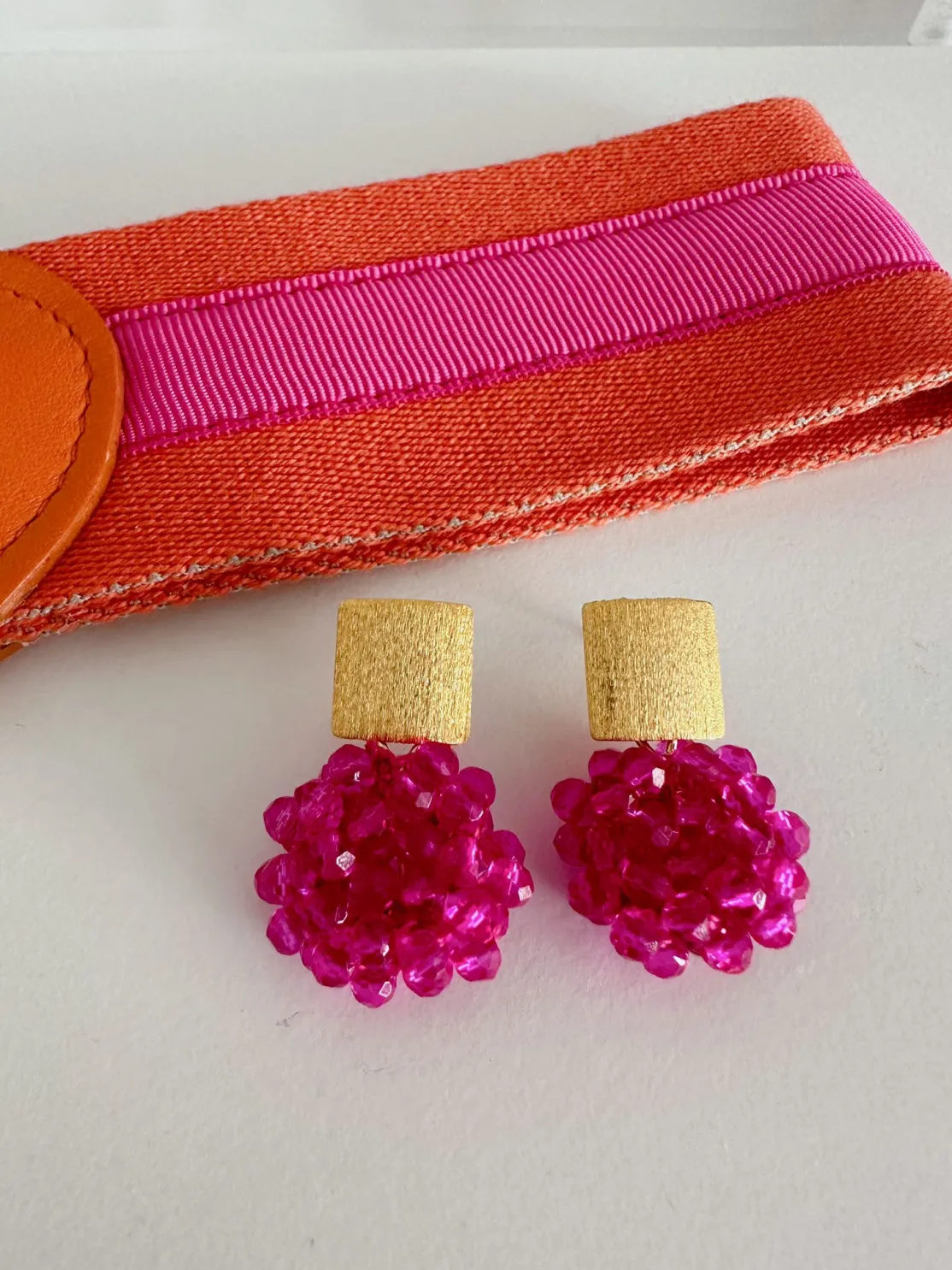 ohrangerie Pinke Stücke | Ohrringe Aus Glaskristallen<Pompons, knallpink