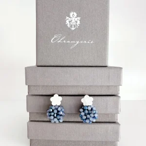 ohrangerie Blaue Stücke | Ohrringe Aus Glaskristallen<Pompons, oxfordblau mit Glücksstecker