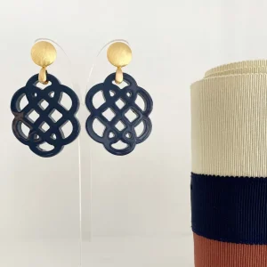 ohrangerie Blaue Stücke | Ohrringe Aus Horn<"Anemone" aus Horn, nachtblau