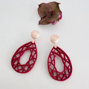 ohrangerie Rosa Stücke | Ohrringe Aus Horn<"Diamant" aus Horn, cranberryrot