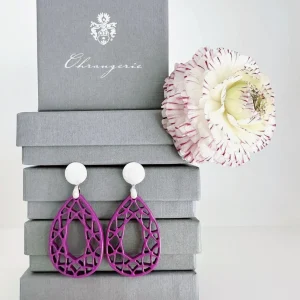 ohrangerie Lila Stücke | Ohrringe Aus Horn<"Diamant" aus Horn, violett