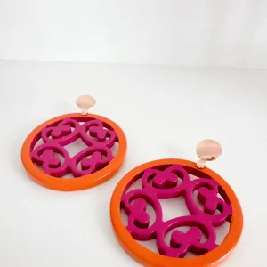 ohrangerie Limited Edition | Pinke Stücke<"Edelrose" aus Horn, orange/pink