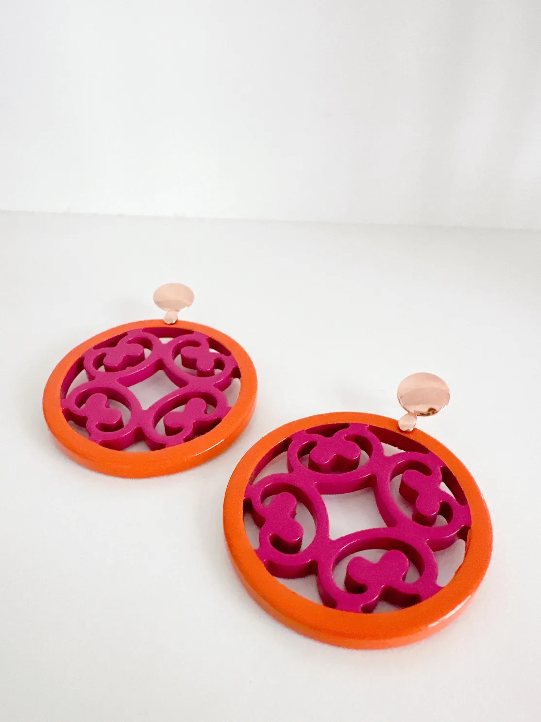 ohrangerie Limited Edition | Pinke Stücke<"Edelrose" aus Horn, orange/pink