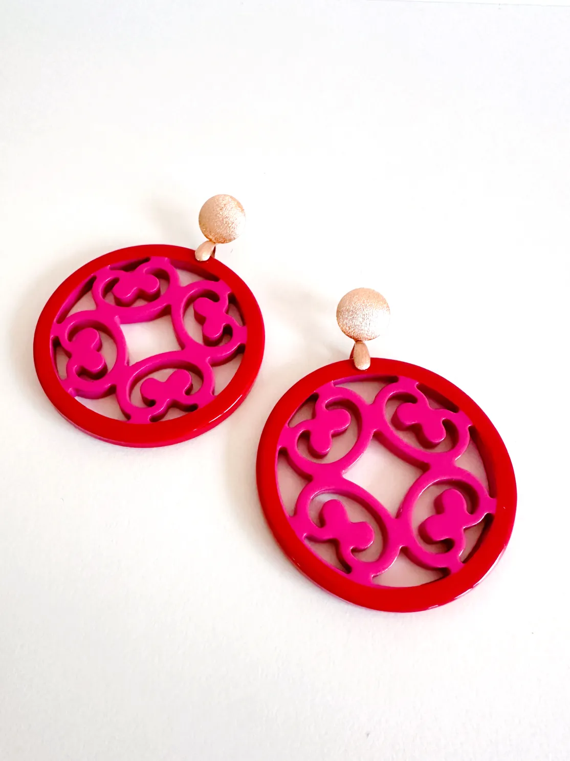 ohrangerie Limited Edition | Rosa Stücke<"Edelrose" aus Horn, rot/pink