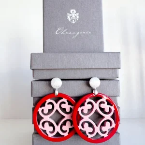 ohrangerie Limited Edition | Rosa Stücke<"Edelrose" aus Horn, rot/rosa