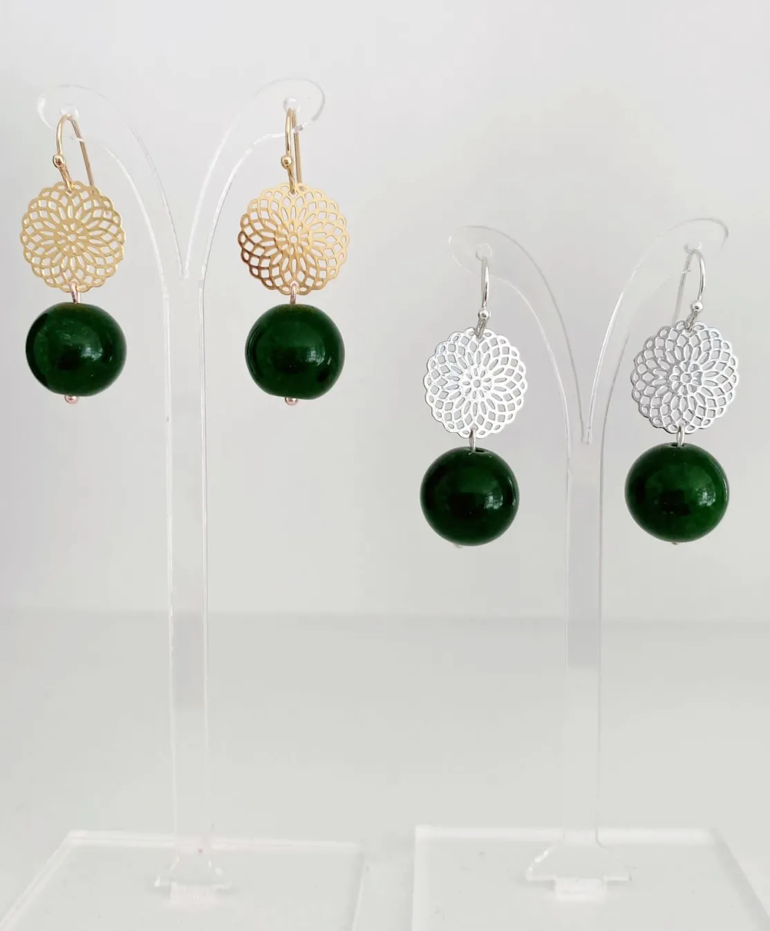 ohrangerie Online Exclusive | Grüne Stücke<"Grüne Jade" mit Blume