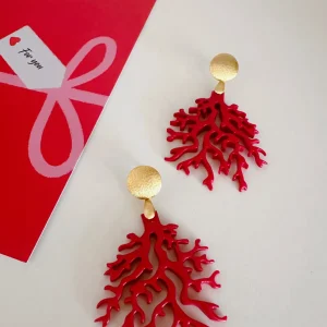 ohrangerie Limited Edition | Rosa Stücke<"Koralle" aus Horn in korallenrot