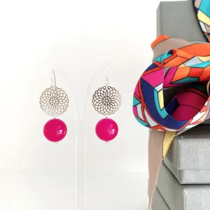 ohrangerie Online Exclusive | Pinke Stücke<"Pinke Jade" mit Blume