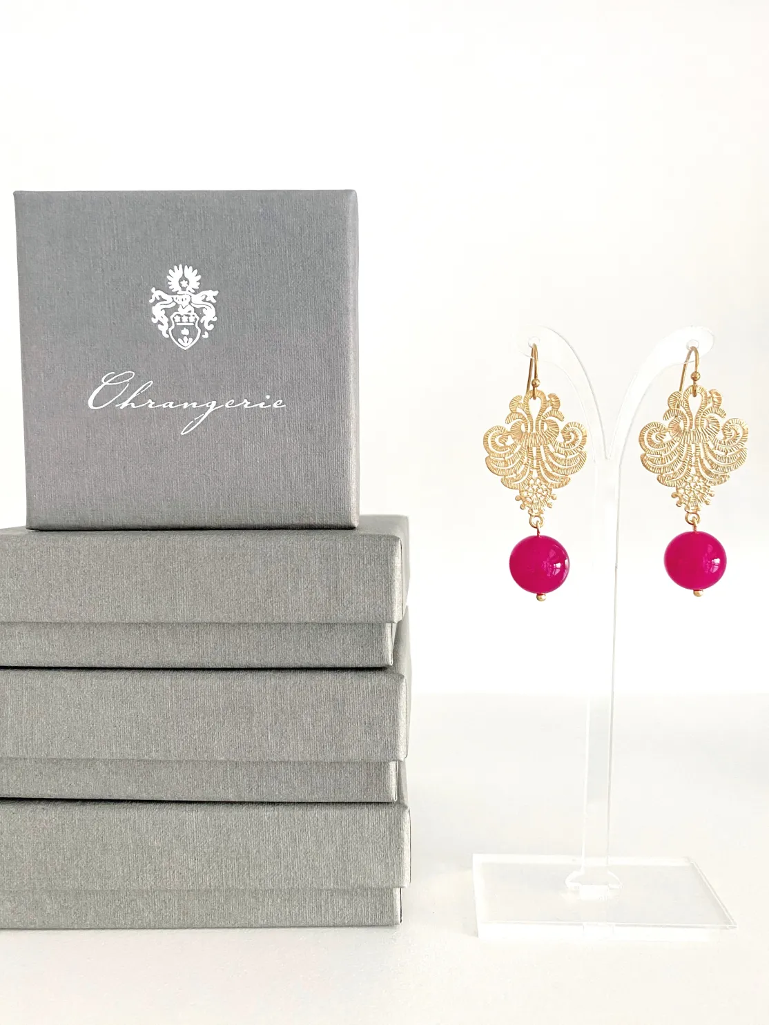 ohrangerie Limited Edition | Pinke Stücke<"Pinke Jade" mit Wappen