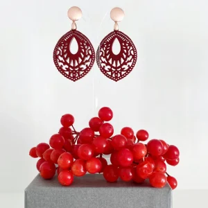 ohrangerie Rosa Stücke | Ohrringe Aus Horn<"Tropfen" aus Horn, bordeaux