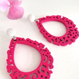 ohrangerie Pinke Stücke | Ohrringe Aus Horn<"Viola" aus Horn, pink