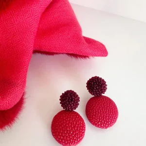 ohrangerie Rosa Stücke | Ohrringe Aus Rochenleder<Rochenleder mit Beerensteckern, rot/bordeaux