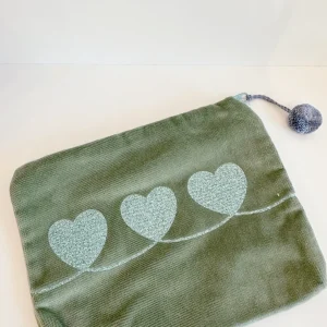 ohrangerie Limited Edition | Grüne Stücke<Samttascherl, lila/türkis "Herzerln", groß