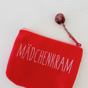 ohrangerie Rosa Stücke | Accessoires<Samttascherl, rot "Mädchenkram", groß