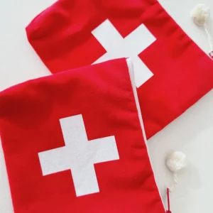 ohrangerie Rosa Stücke | Accessoires<Samttascherl, rot "SOS", groß