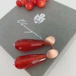 ohrangerie Rosa Stücke | Ohrringe Aus Schmuckstein<Tropfen aus Jade, bordeaux