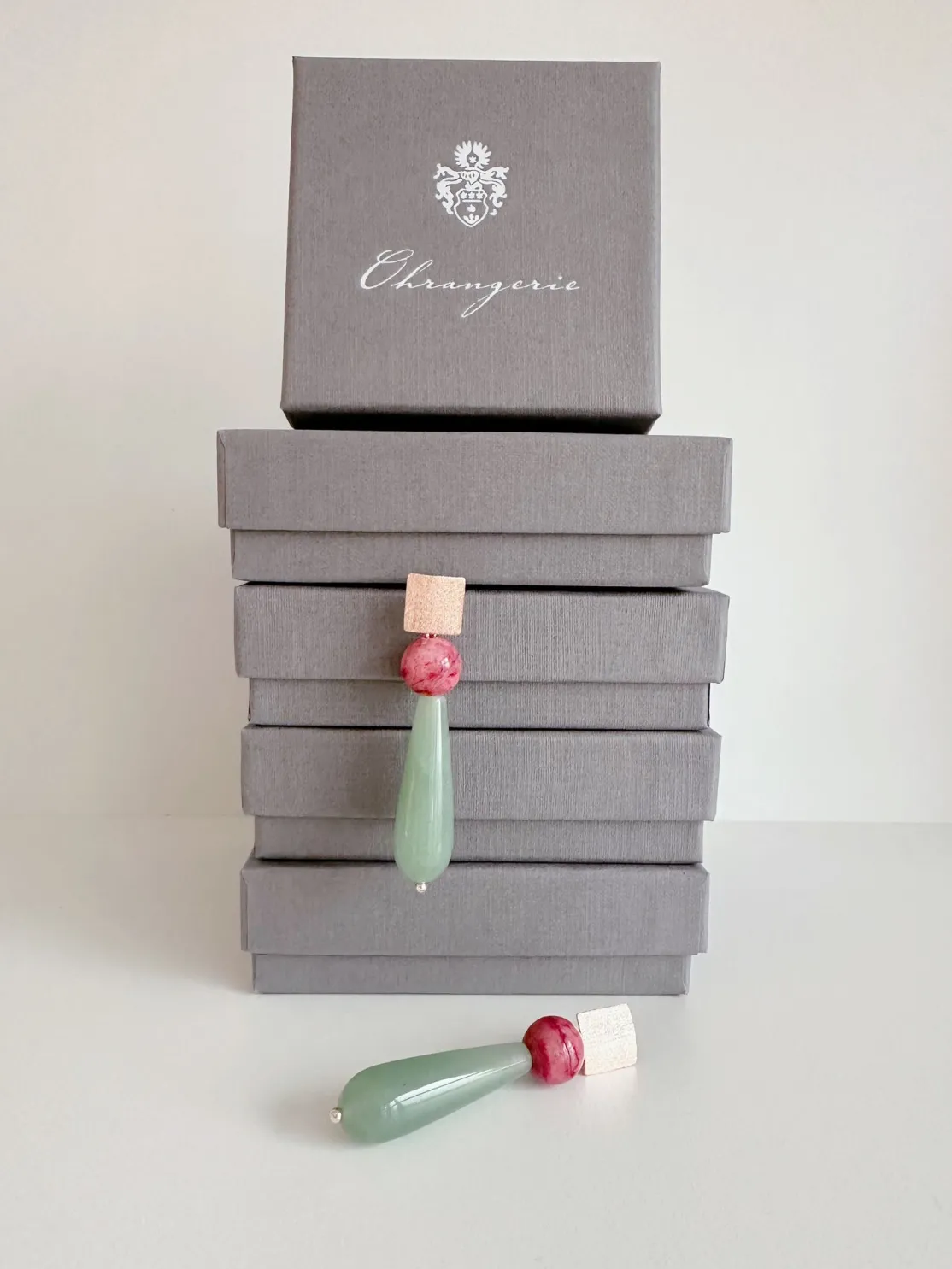 ohrangerie Limited Edition | Grüne Stücke<Tropfen aus Jade mit Cherryquarz