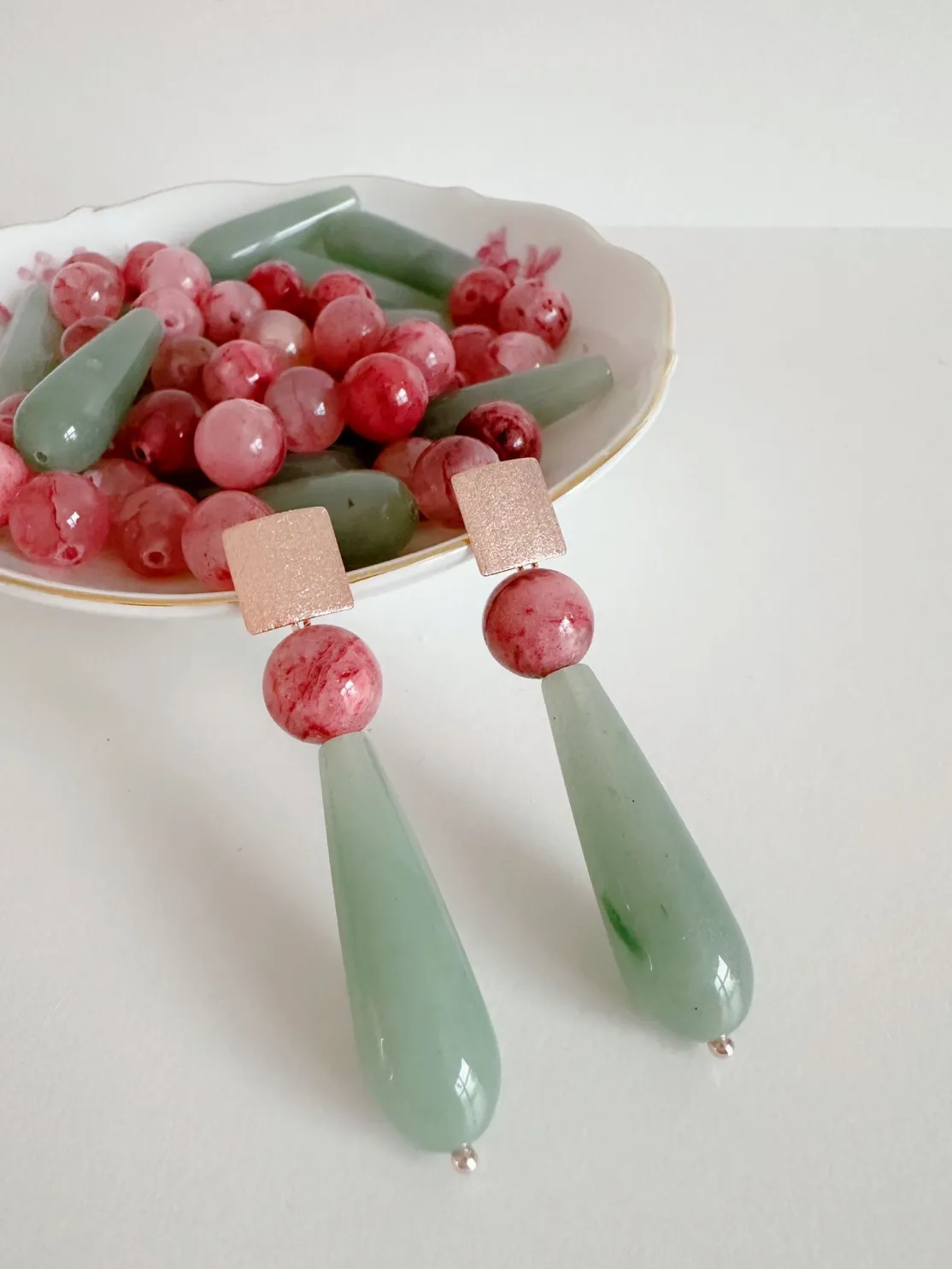 ohrangerie Limited Edition | Grüne Stücke<Tropfen aus Jade mit Cherryquarz