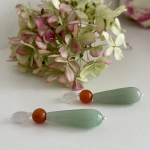 ohrangerie Orange Stücke | Grüne Stücke<Tropfen aus Jade, salbei/orange