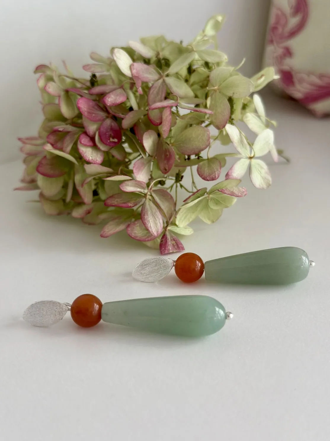 ohrangerie Orange Stücke | Grüne Stücke<Tropfen aus Jade, salbei/orange