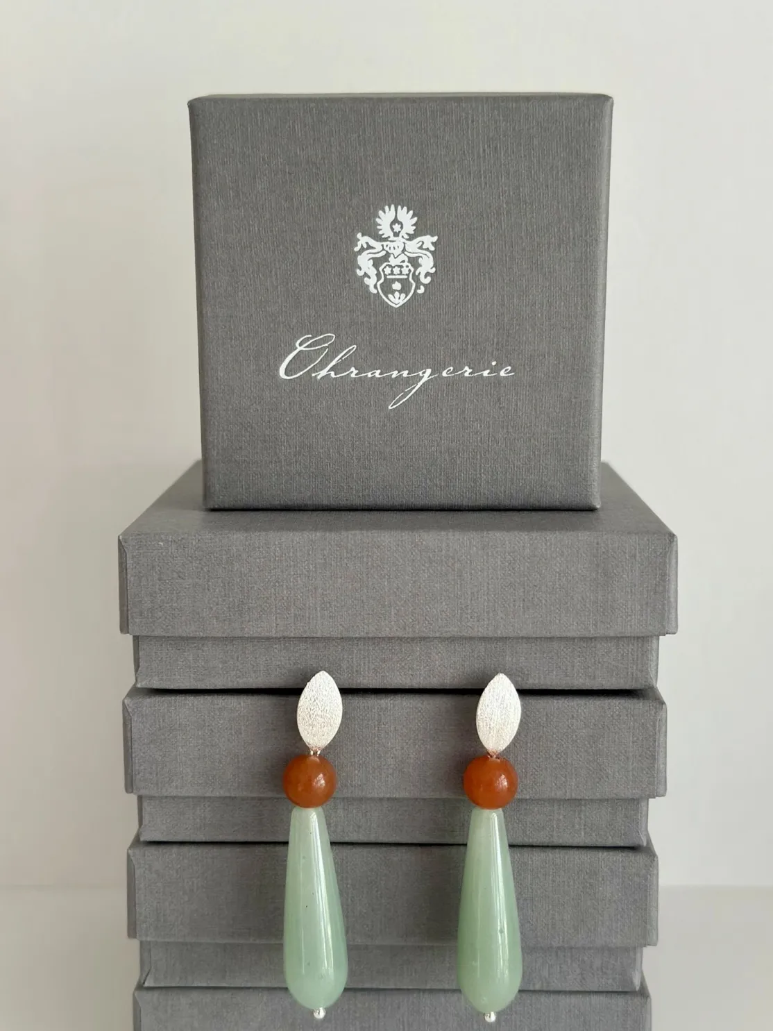 ohrangerie Orange Stücke | Grüne Stücke<Tropfen aus Jade, salbei/orange