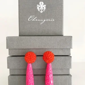 ohrangerie Pinke Stücke | Orange Stücke<Tropfen aus Kunstharz mit Beerensteckern