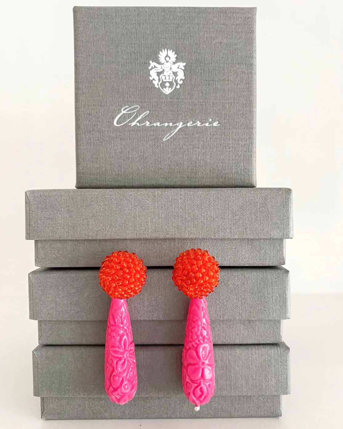 ohrangerie Pinke Stücke | Orange Stücke<Tropfen aus Kunstharz mit Beerensteckern