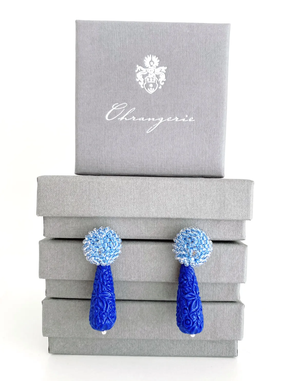 ohrangerie Blaue Stücke | Ohrringe Aus Kunstharz<Tropfen, blitzblau mit Beerenstecker